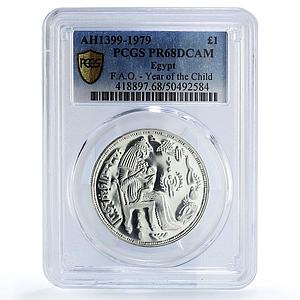 Egypt 1 pound FAO World Food Day Woman with Child PR68 PCGS silver coin 1979