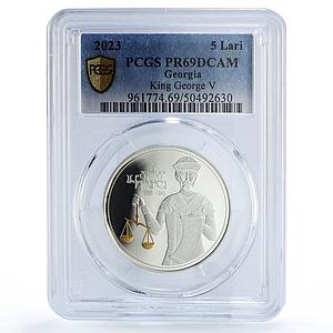 Georgia 5 lari Monarchs King George V Brilliant PR69 PCGS silver coin 2023