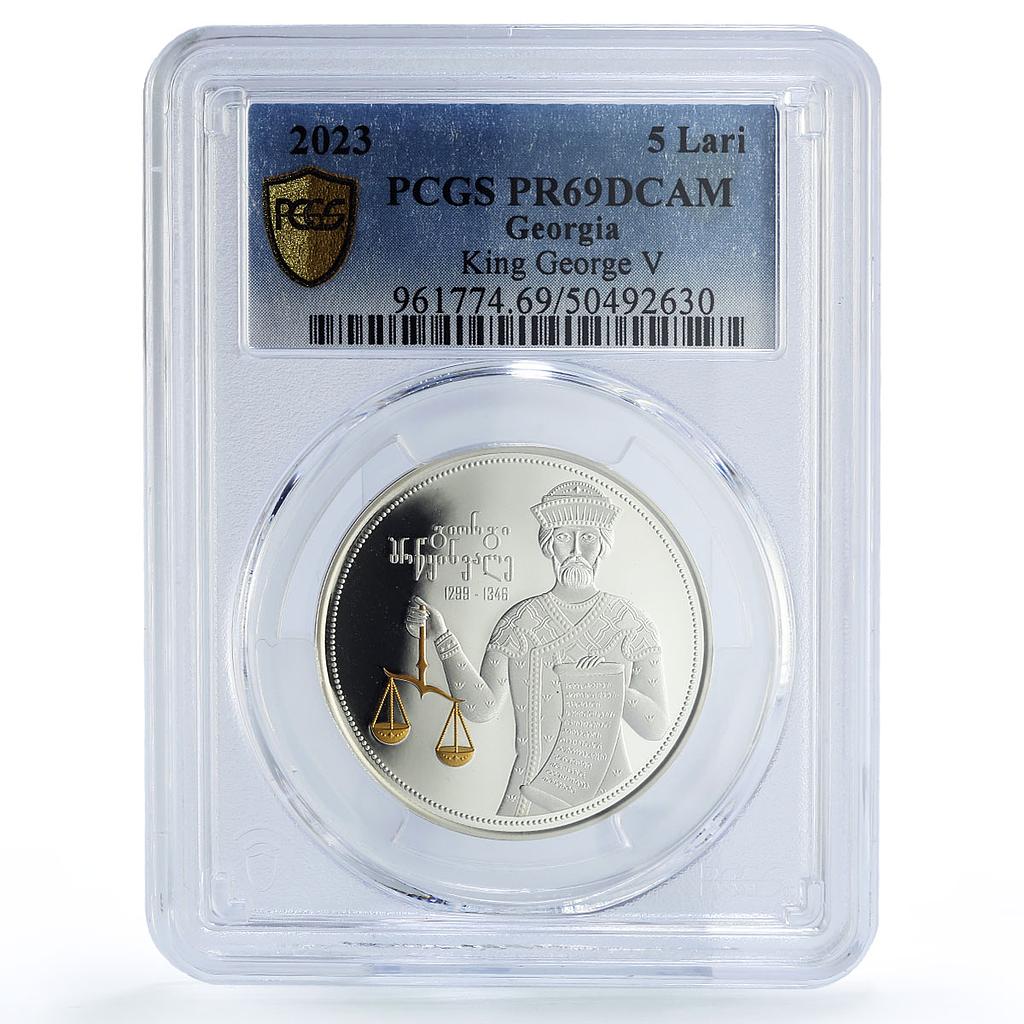 Georgia 5 lari Monarchs King George V Brilliant PR69 PCGS silver coin 2023