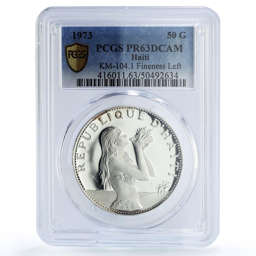 Haiti 50 gourdes Woman on the Beach Fineness Left PR63 PCGS silver coin 1973