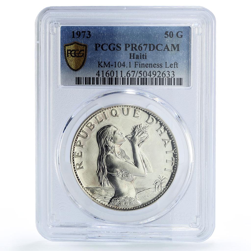 Haiti 50 gourdes Woman on the Beach Fineness Left PR67 PCGS silver coin 1973