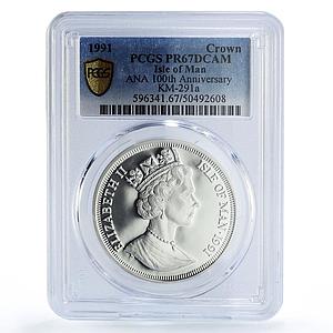 Isle of Man crown ANA American Numismatic Association PR67 PCGS silver coin 1991