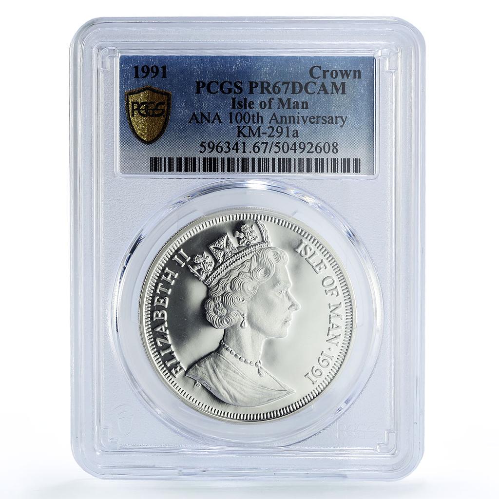 Isle of Man crown ANA American Numismatic Association PR67 PCGS silver coin 1991