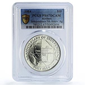 Kiribati 10 dollars Independence 5th Anniversary PR67 PCGS silver coin 1984