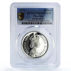 Mauritius 10 rupees Independence Dodo Bird KM-38a PR65 PCGS silver coin 1971