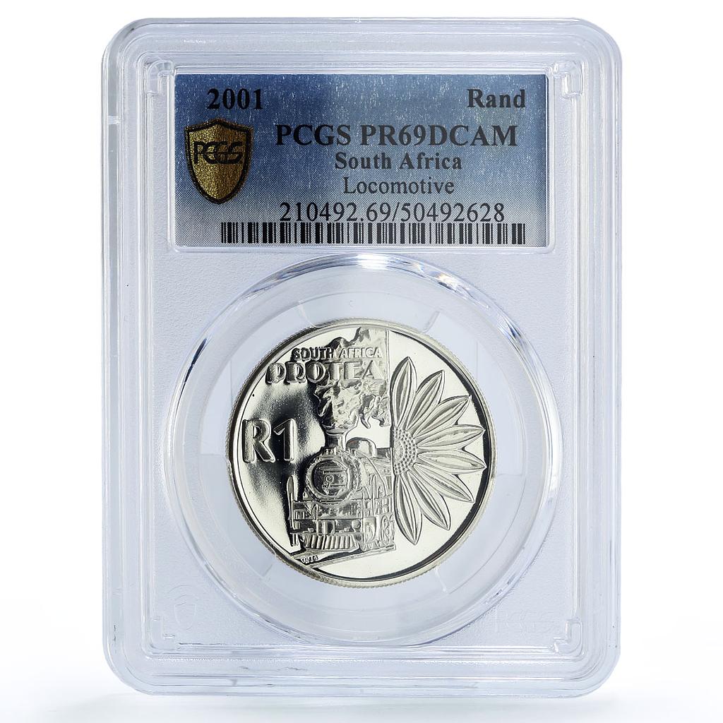 South Africa 1 rand Tourism Industry Train Railways PR69 PCGS silver coin 2001