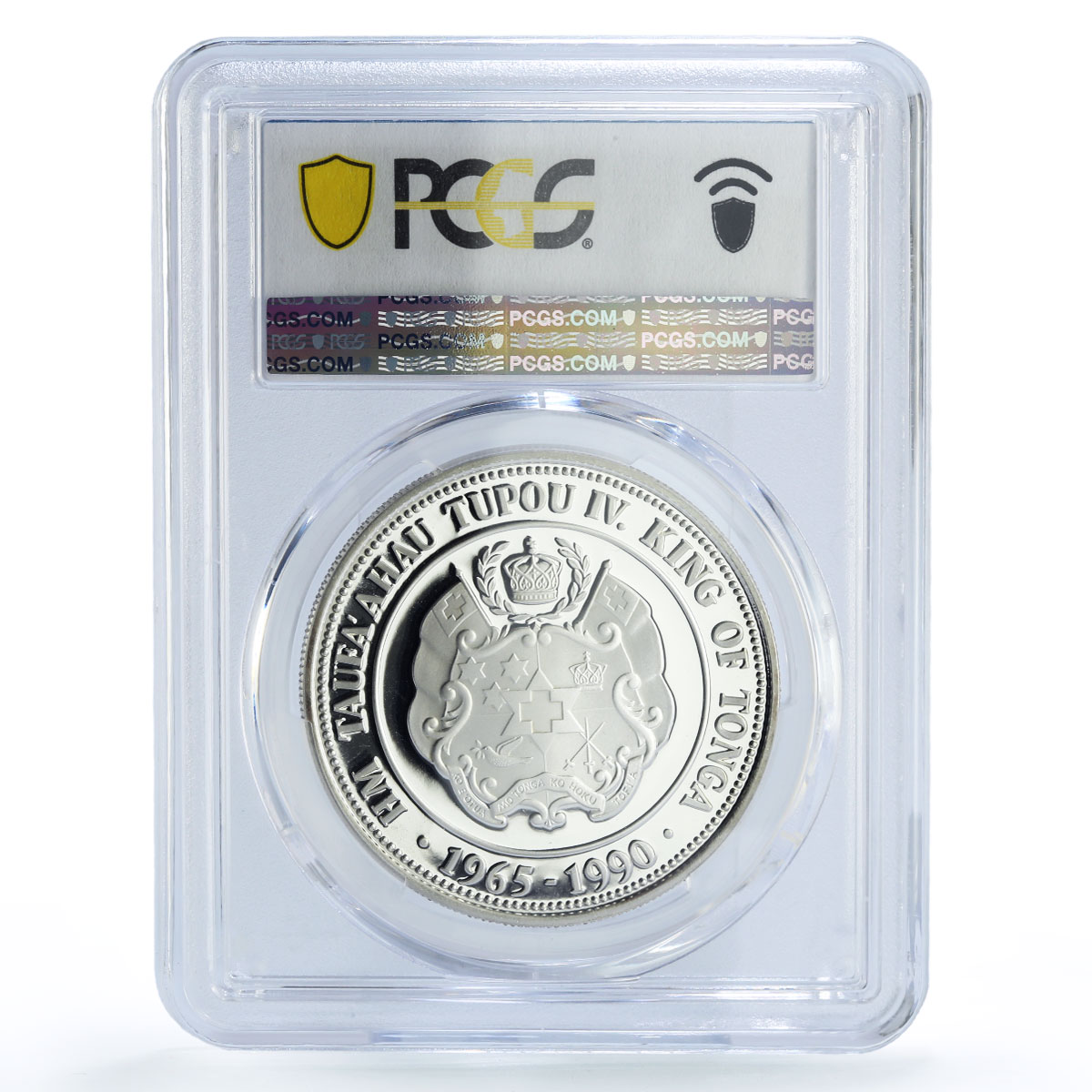 Tonga 1 paanga King Tupou IV Accession 25th Jubilee PR69 PCGS silver coin 1990