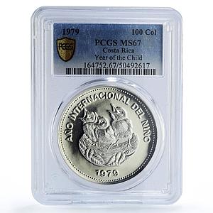 Costa Rica 100 colones UNICEF Save the Children Child Year MS67 PCGS coin 1979