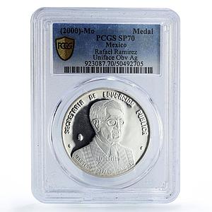 Mexico Public Education Secretary Rafael Ramirez SP70 PCGS silver medal 2000