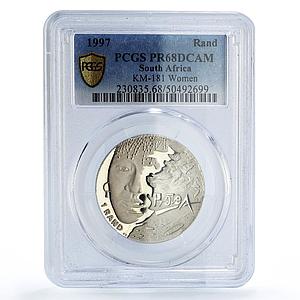 South Africa 1 rand Social Achievements Series Women PR68 PCGS silver coin 1997