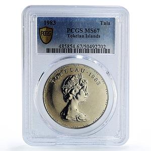 Tokelau 1 tala People on the Beach KM-6 MS67 PCGS CuNi coin 1983