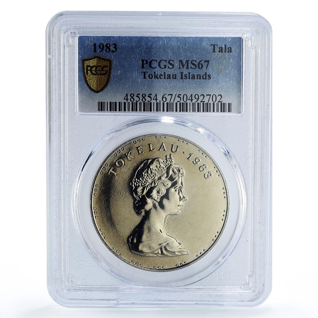 Tokelau 1 tala People on the Beach KM-6 MS67 PCGS CuNi coin 1983