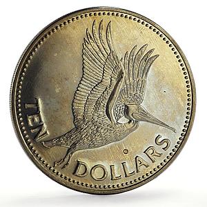 Barbados 10 dollars Summer Olympic Games Pelican Bird KM-36 CuNi coin 1983