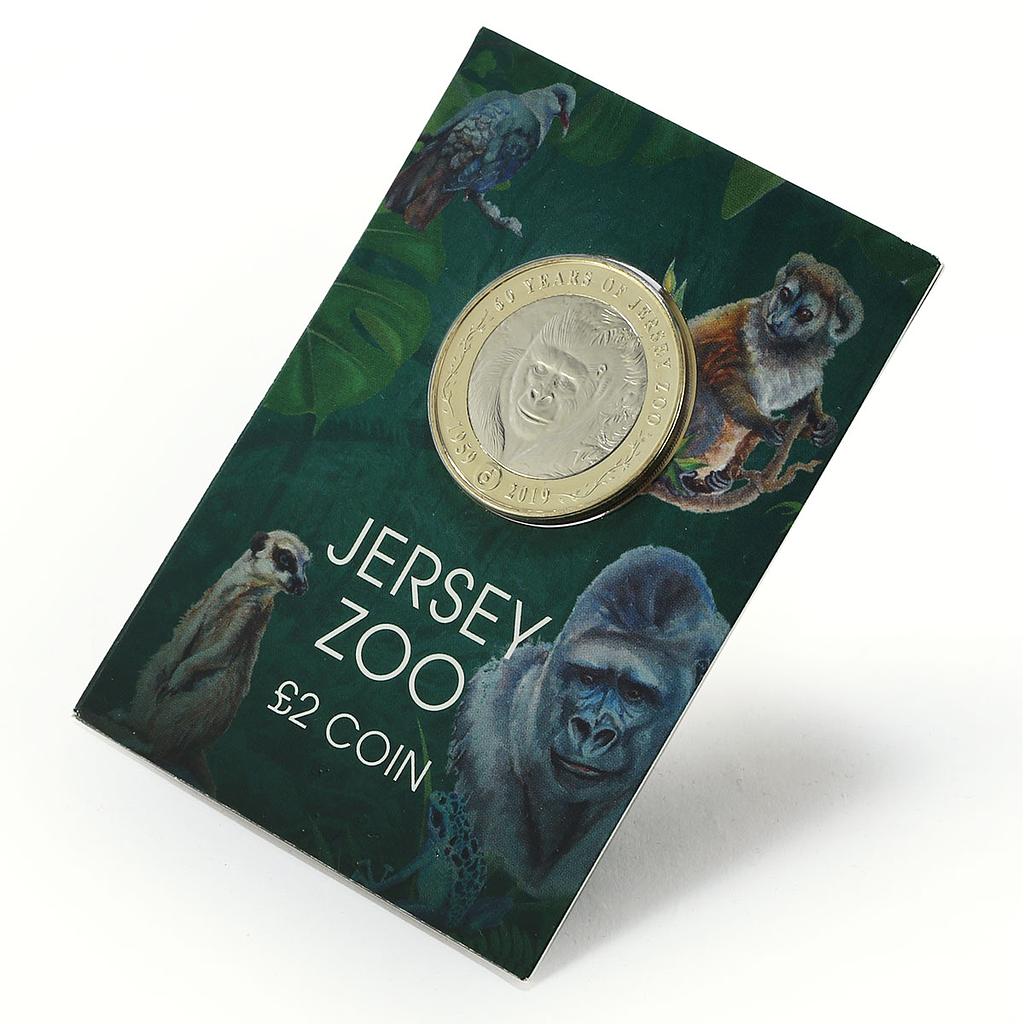Jersey 2 pounds Zoo 60th Anniversary Gorilla Monkey Fauna bimetal coin 2019