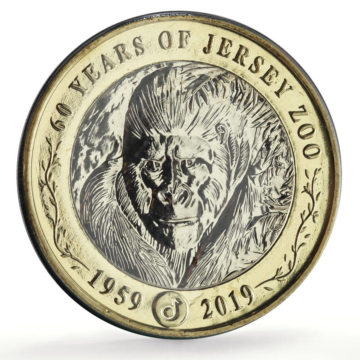 Jersey 2 pounds Zoo 60th Anniversary Gorilla Monkey Fauna bimetal coin 2019