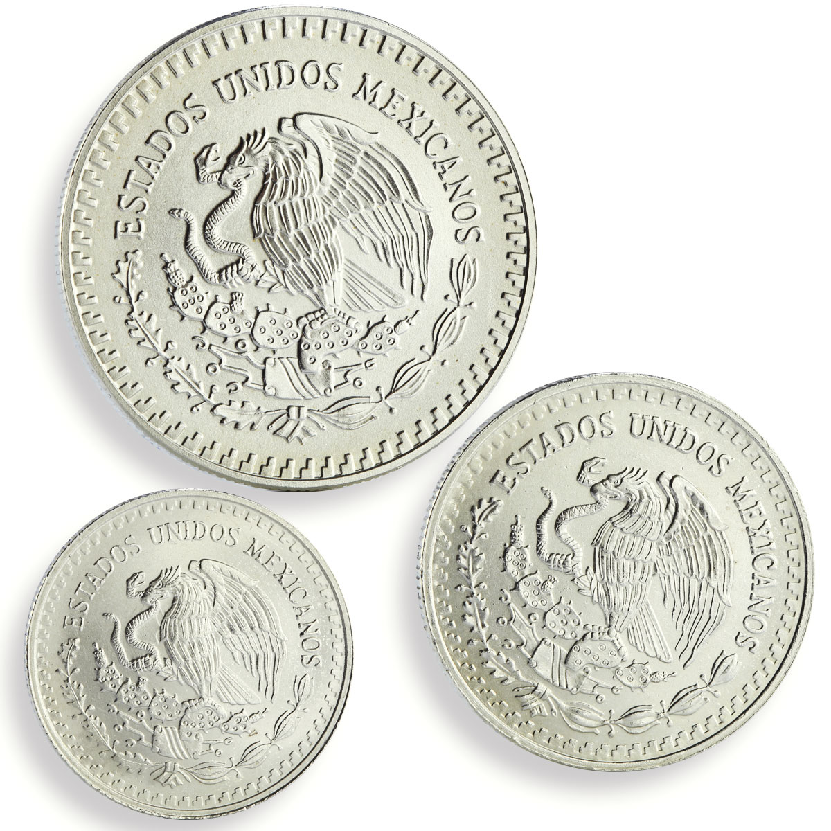 Mexico 1, 1/2, 1/4 onza Set Libertad Angel of Independence silver coins 1992