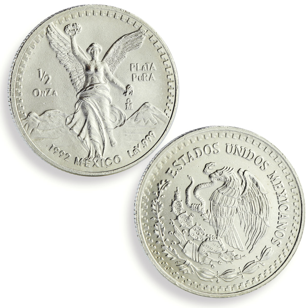 Mexico 1, 1/2, 1/4 onza Set Libertad Angel of Independence silver coins 1992