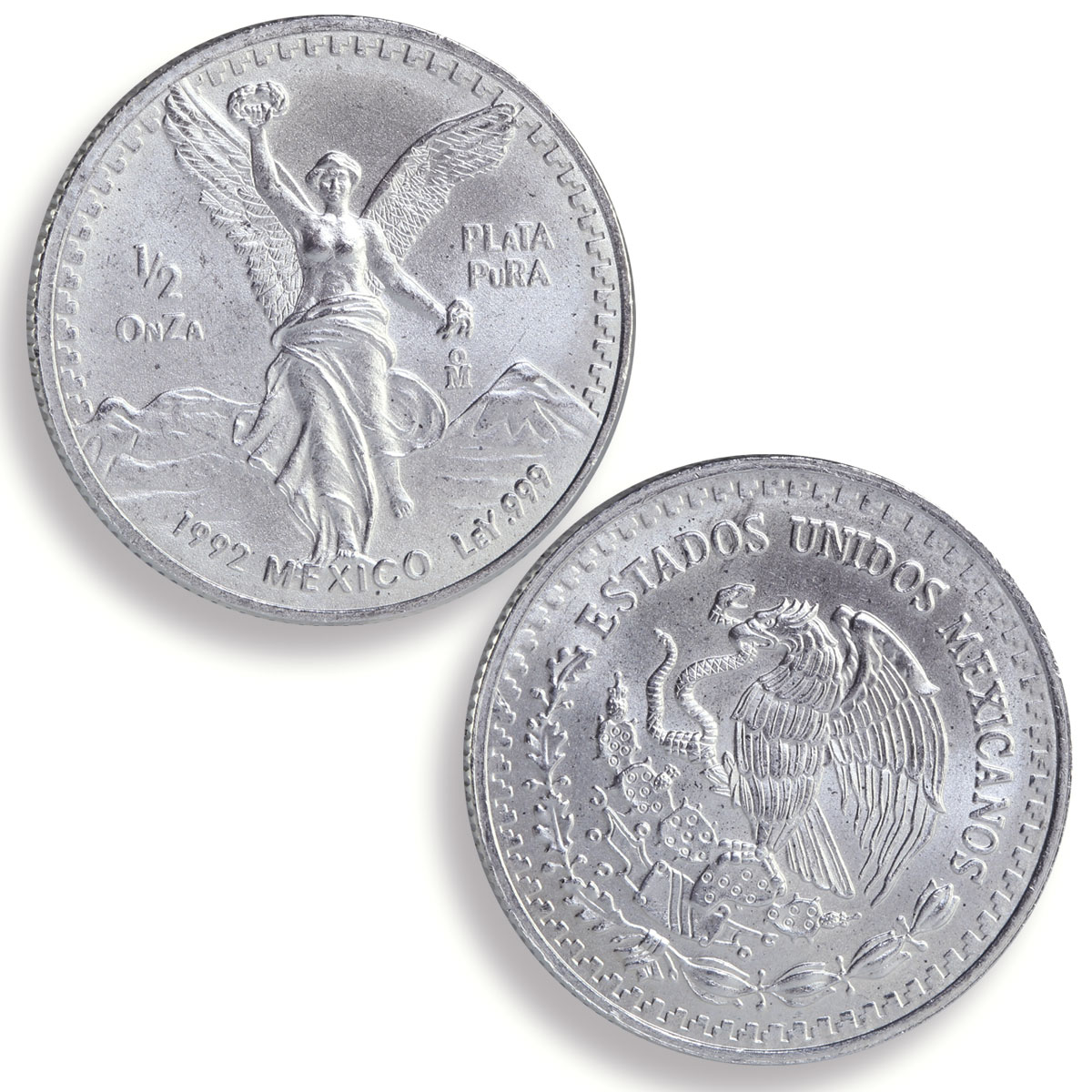Mexico 1, 1/2, 1/4 onza Set Libertad Angel of Independence silver coins 1992
