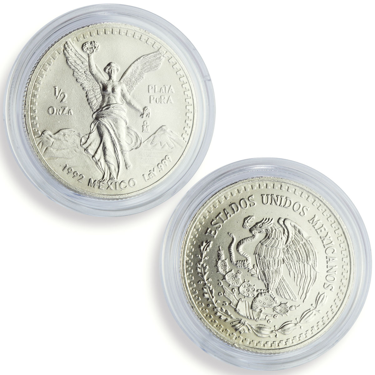 Mexico 1, 1/2, 1/4 onza Set Libertad Angel of Independence silver coins 1992
