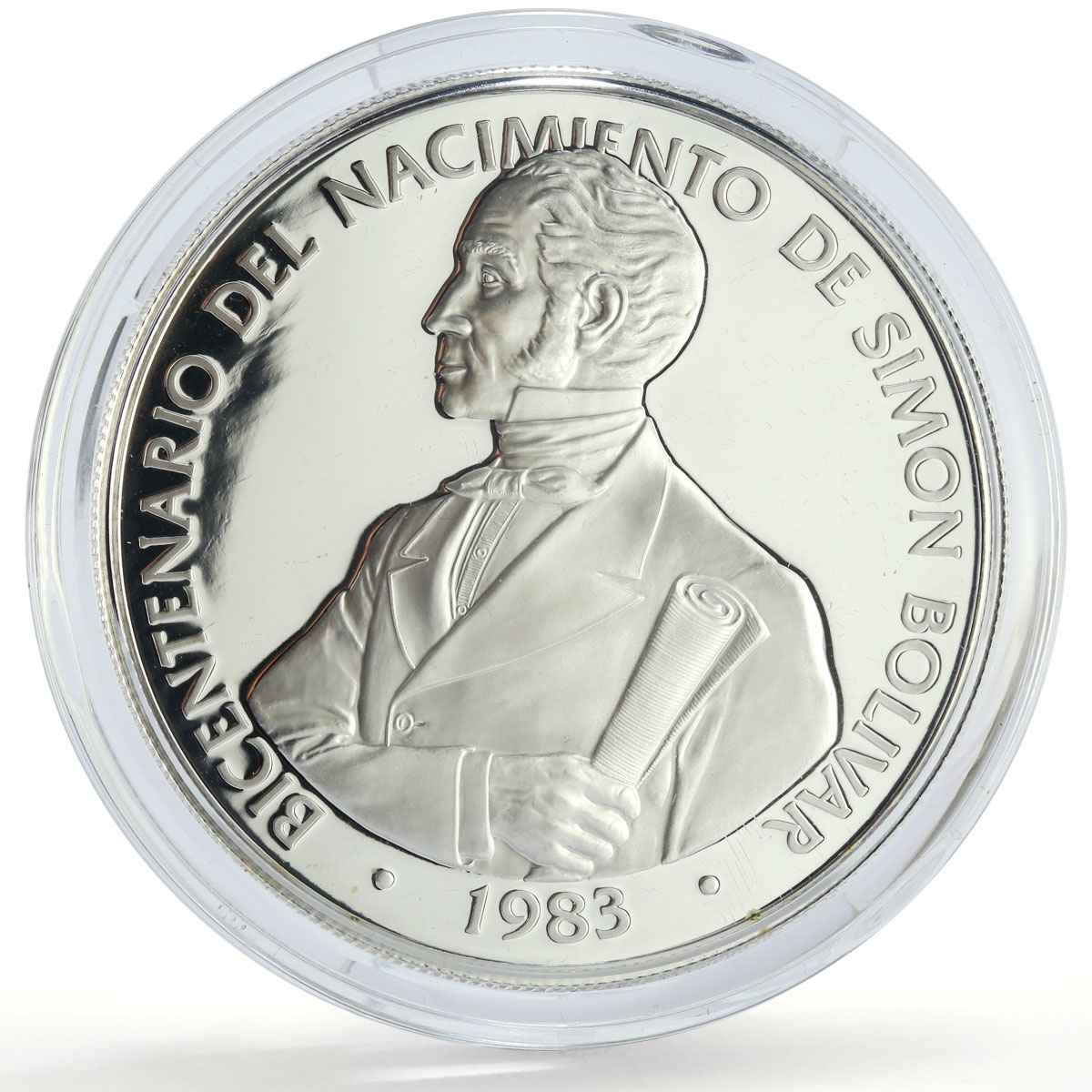 Panama 20 balboas Simon Bolivar 200th Birth Politics proof silver coin 1983