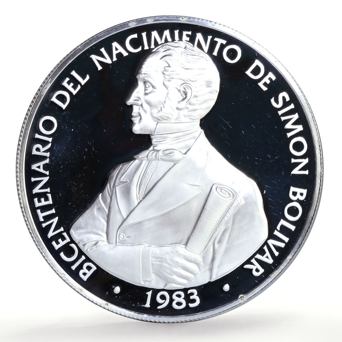 Panama 20 balboas Simon Bolivar 200th Birth Politics proof silver coin 1983