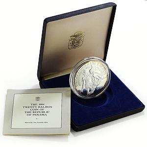 Panama 20 balboas Conquistador Vasco Nunez de Balboa proof silver coin 1984