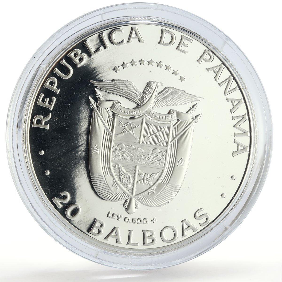 Panama 20 balboas Conquistador Vasco Nunez de Balboa proof silver coin 1984