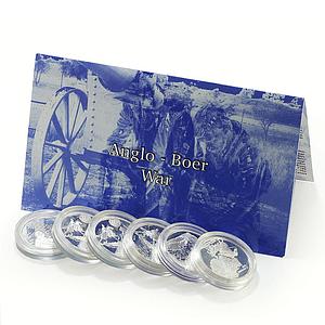 South Africa x 6 Set Anglo-Boer War Military proof silver medals coins 1999