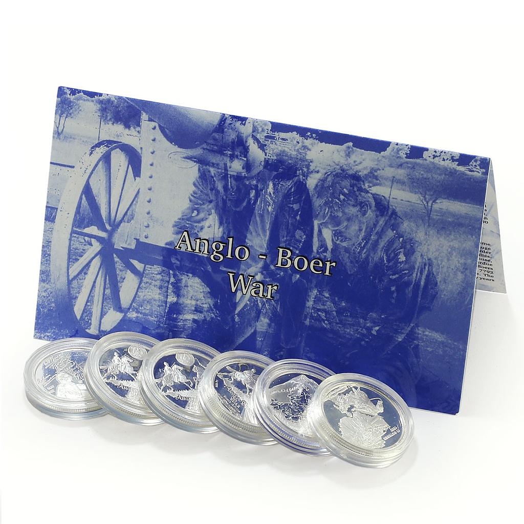 South Africa x 6 Set Anglo-Boer War Military proof silver medals coins 1999