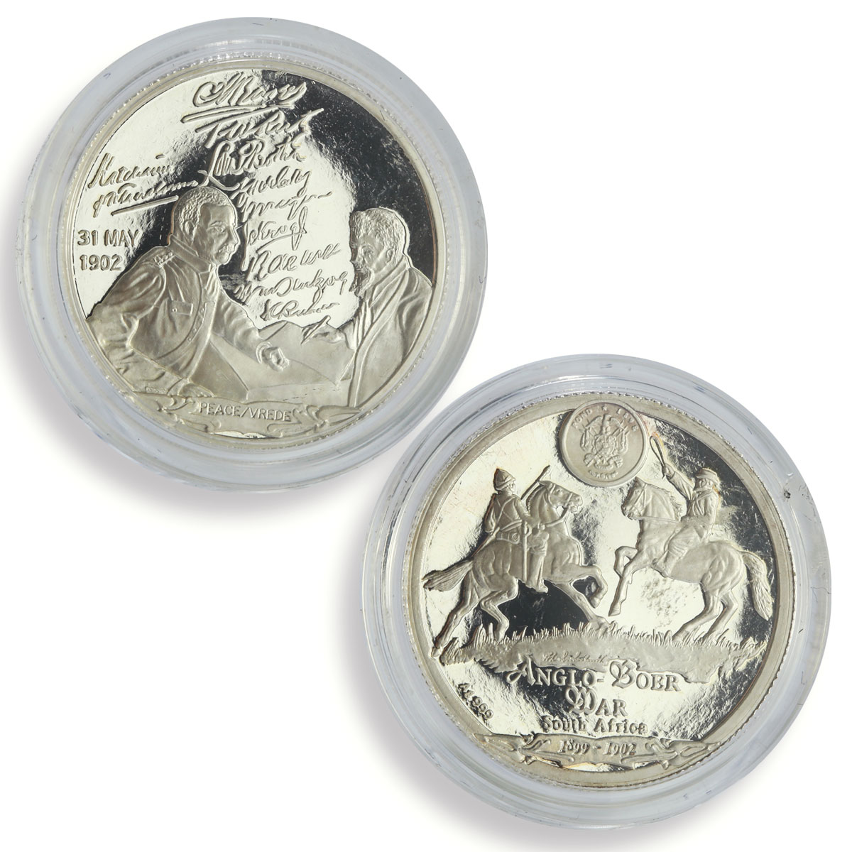 South Africa x 6 Set Anglo-Boer War Military proof silver medals coins 1999