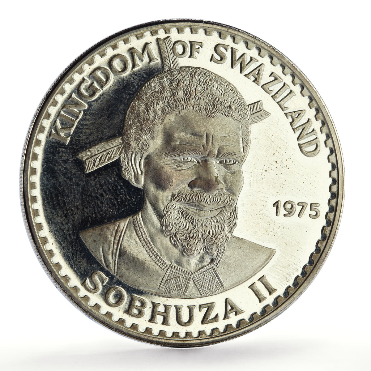 Swaziland 10 emalangeni Sobhuza II 75th Anniversary Heron Bird silver coin 1975