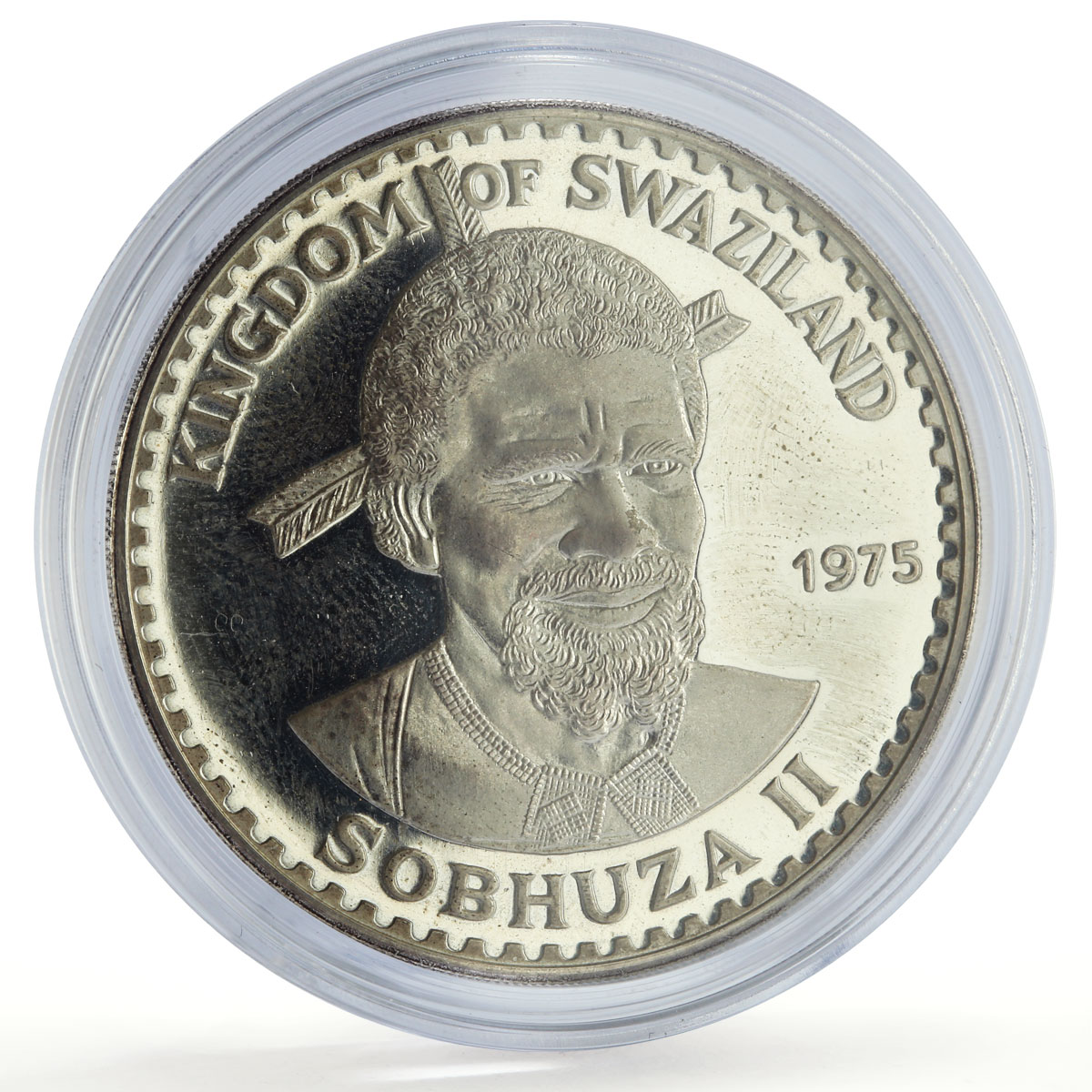 Swaziland 10 emalangeni Sobhuza II 75th Anniversary Heron Bird silver coin 1975