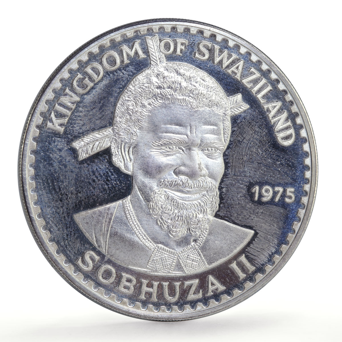 Swaziland 10 emalangeni Sobhuza II 75th Anniversary Heron Bird silver coin 1975