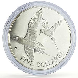 British Virgin Islands 5 dollars Tropicbirds Fauna KM-33a proof silver coin 1982