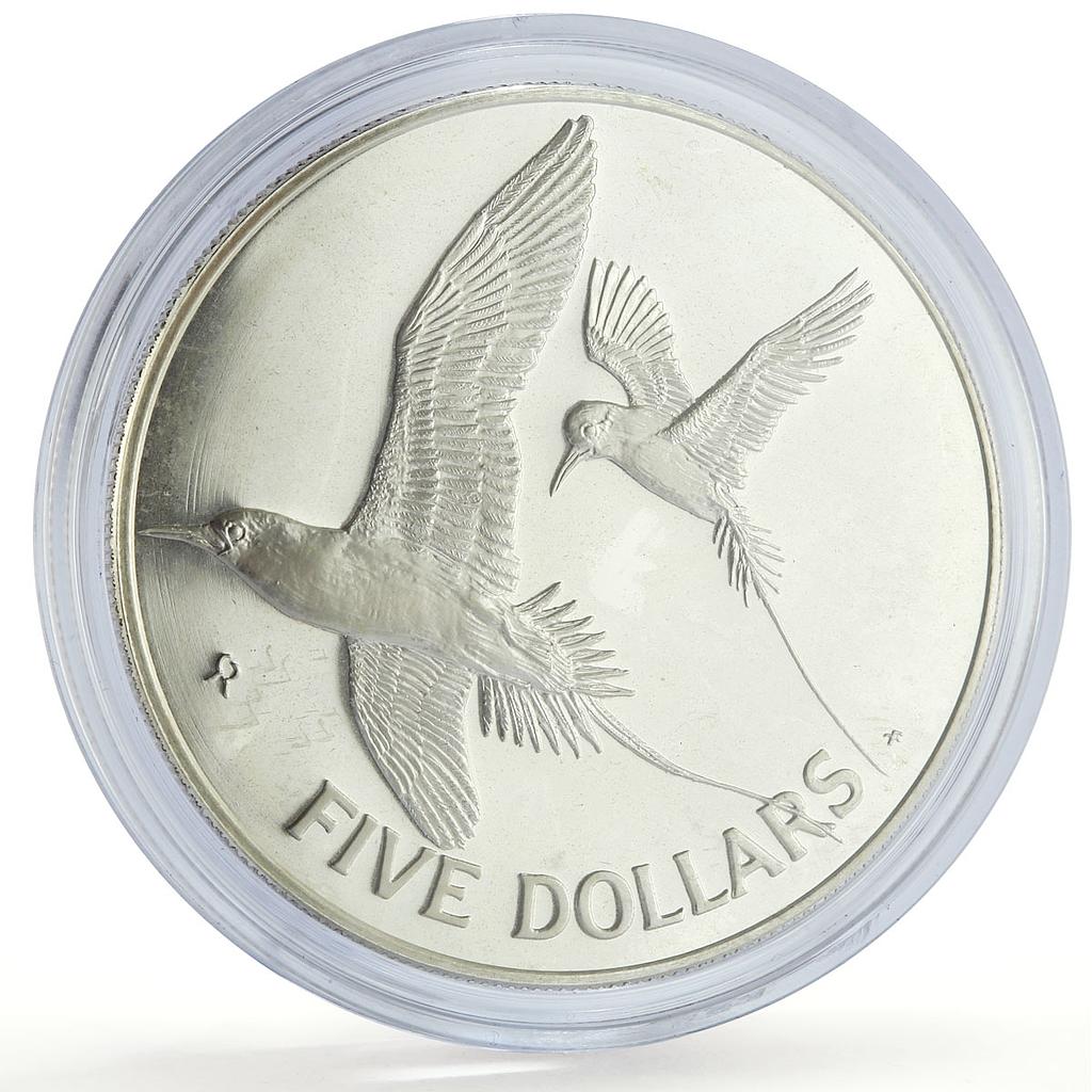 British Virgin Islands 5 dollars Tropicbirds Fauna KM-33a proof silver coin 1982