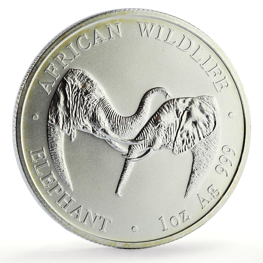 Zambia 5000 kwacha African Wildlife Elephant Fauna Matte silver coin 2002