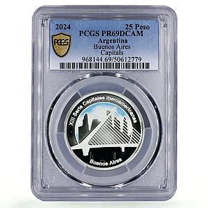 Argentina 25 peso Ibero-American Capitals Bueno Aires PR69 PCGS silver coin 2024