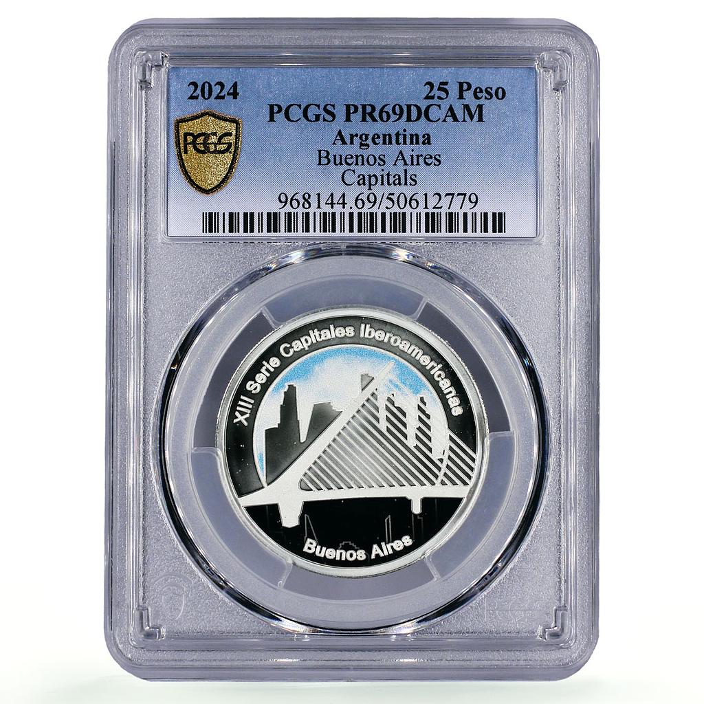 Argentina 25 peso Ibero-American Capitals Bueno Aires PR69 PCGS silver coin 2024