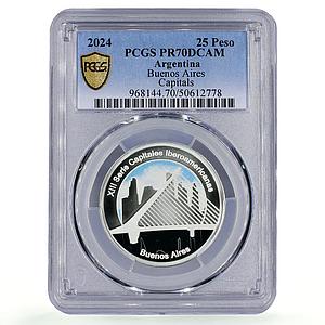 Argentina 25 peso Ibero-American Capitals Bueno Aires PR70 PCGS silver coin 2024