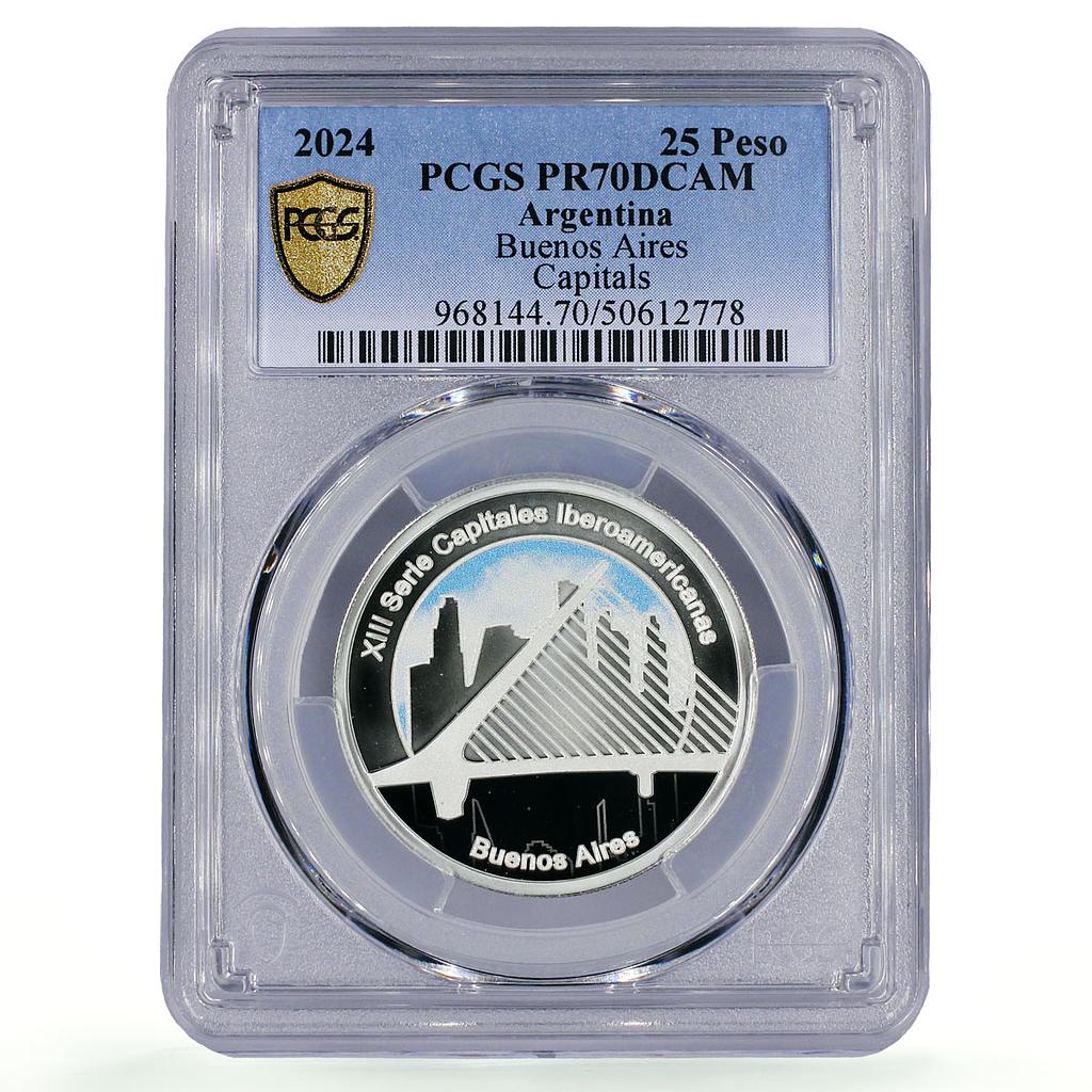 Argentina 25 peso Ibero-American Capitals Bueno Aires PR70 PCGS silver coin 2024