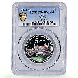 Spain 5 euro Ibero-American Capitals Sevilla PR69 PCGS silver coin 2024