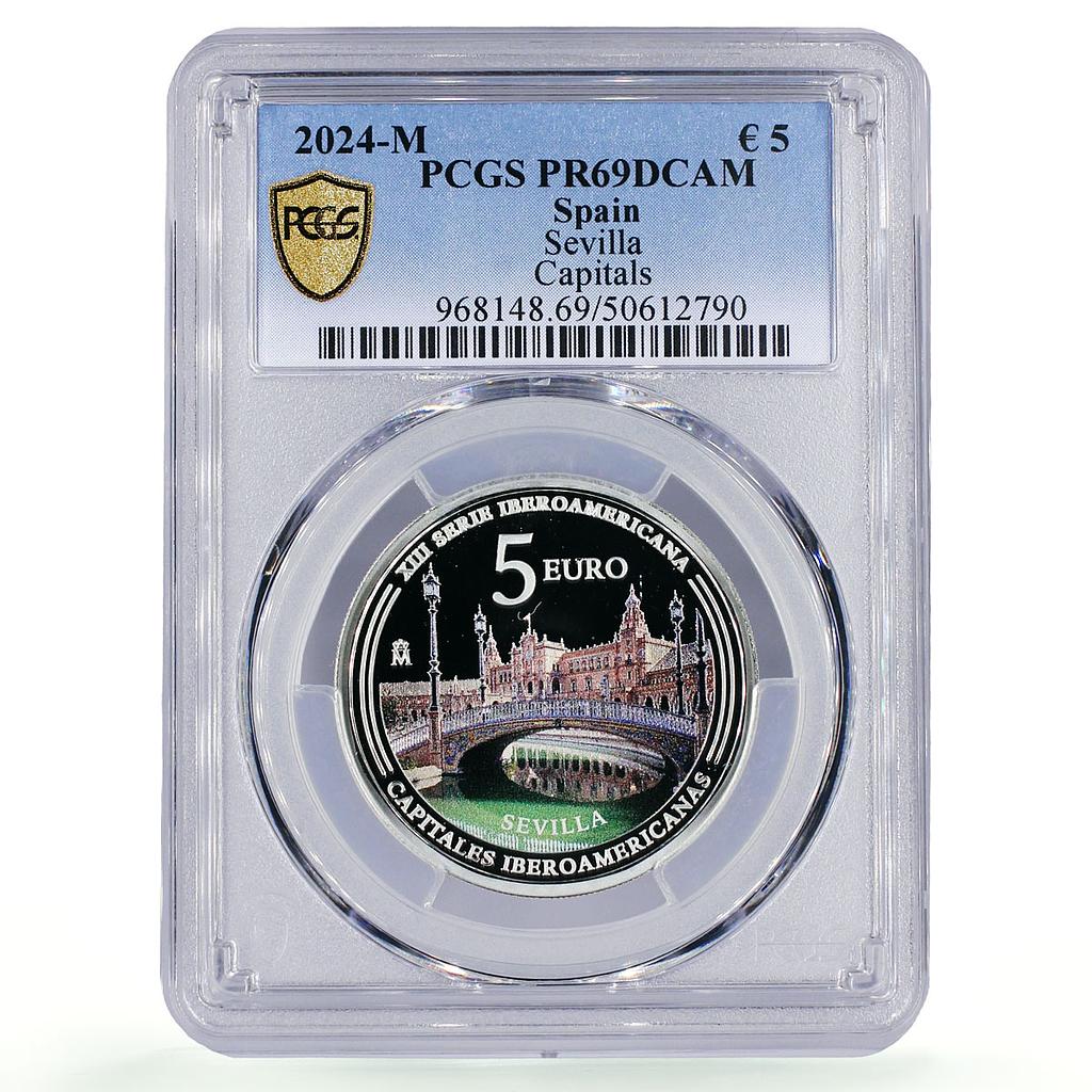Spain 5 euro Ibero-American Capitals Sevilla PR69 PCGS silver coin 2024