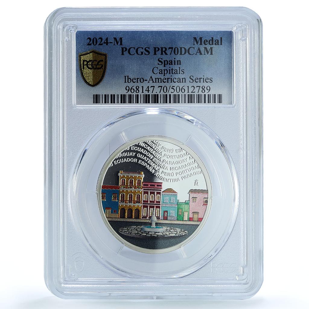 Spain Ibero-American Series XIII Capitals Cities PR70 PCGS silver medal 2024 Spain Ibero-American Series XIII Capitals Cities PR70 PCGS silver medal 2024
