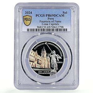 Peru 1 sol Ibero-American Capitals Lima Fame Fountain PR69 PCGS silver coin 2024