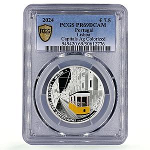 Portugal 7,5 euro Ibero-American Capital Lisbon Tram PR69 PCGS silver coin 2024