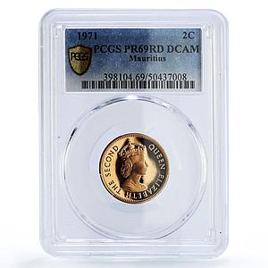 Mauritius 2 cents Rupublic Coinage Queen Elizabeth PR69 PCGS bronze coin 1971