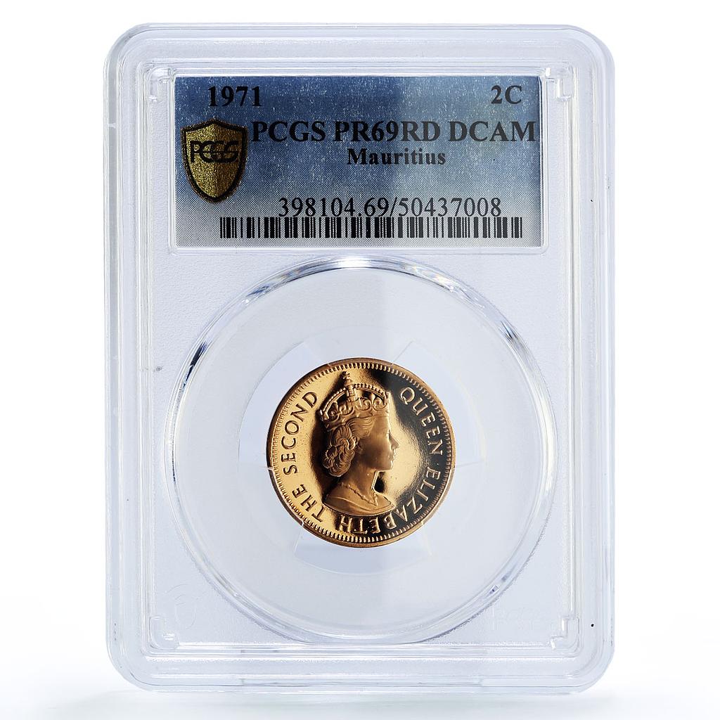 Mauritius 2 cents Rupublic Coinage Queen Elizabeth PR69 PCGS bronze coin 1971