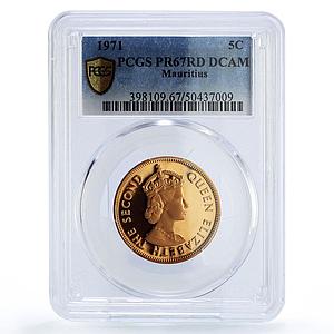 Mauritius 5 cents Republic Coinage Queen Elizabeth PR67 PCGS bronze coin 1971