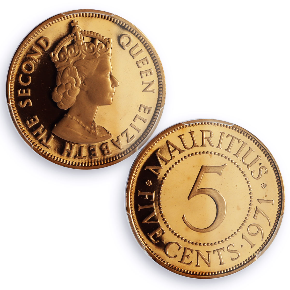 Mauritius 5 cents Republic Coinage Queen Elizabeth PR67 PCGS bronze coin 1971