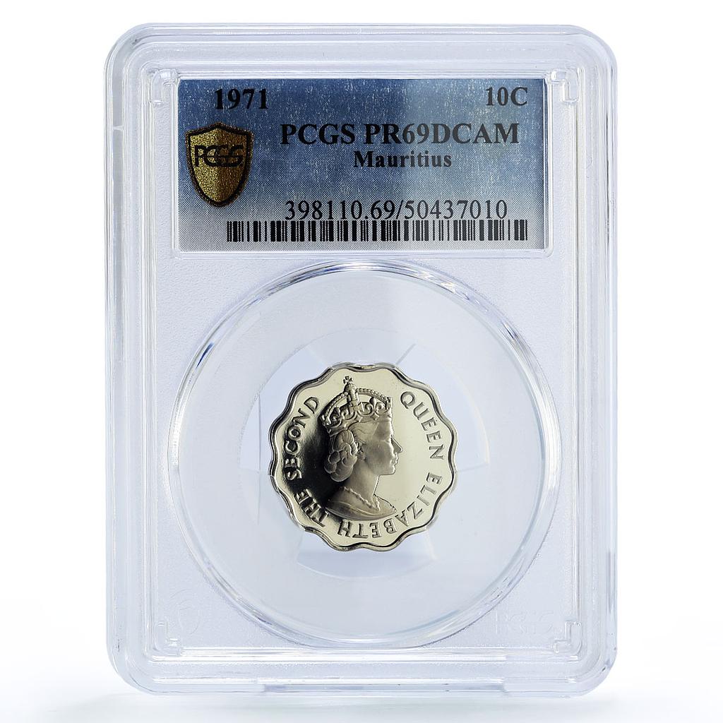 Mauritius 10 cents Republic Coinage Queen Elizabeth PR69 PCGS CuNi coin 1971